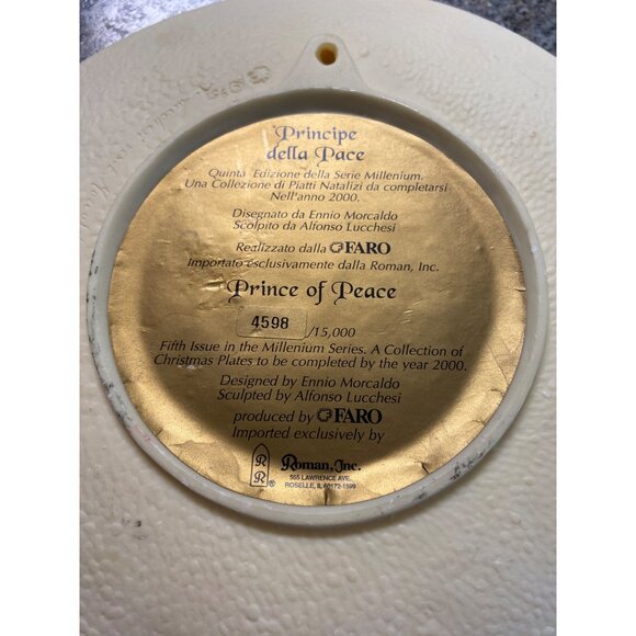 1996 Roman Prince of Peace Millennium Plate FARO Lucchesi Nativity Decor - Picture 4 of 5